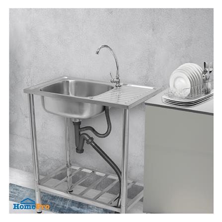 ซิงค์ขาตั้ง 1 หลุม 1 ที่พัก LUCKY FLAME STS-7545 สีเงิน_3