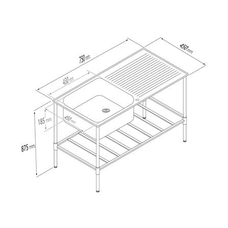 ซิงค์ขาตั้ง 1 หลุม 1 ที่พัก LUCKY FLAME STS-7545 สีเงิน_4