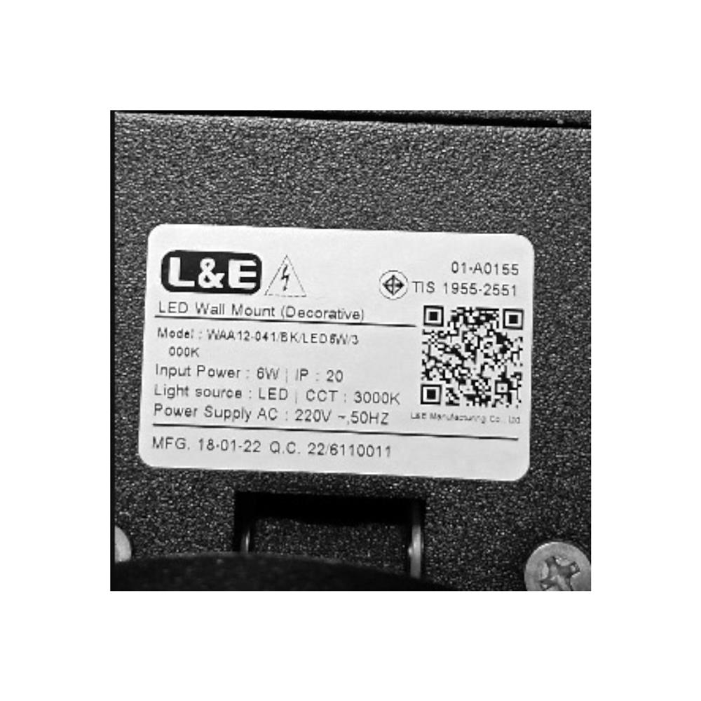 ไฟกิ่งภายใน LED L&E 01-A0155 6 วัตต์ WARM WHITE สีดำ 1 หัว