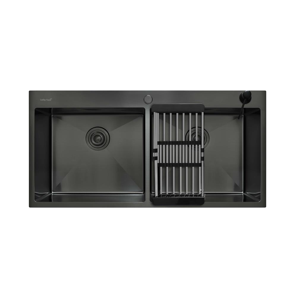 ซิงค์ฝัง 2 หลุม LUCKY FLAME EUB-1052 สีดำ