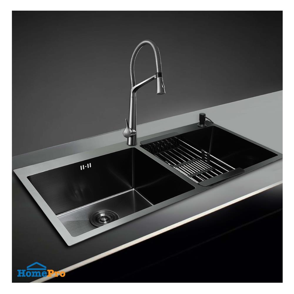 ซิงค์ฝัง 2 หลุม LUCKY FLAME EUB-1052 สีดำ