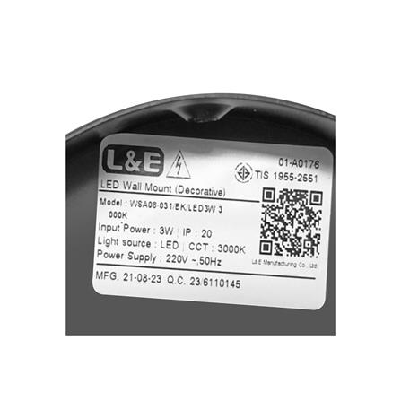 ไฟกิ่งภายใน LED L&E 01-A0176 3 วัตต์ WARM WHITE สีดำ 1 หัว_5