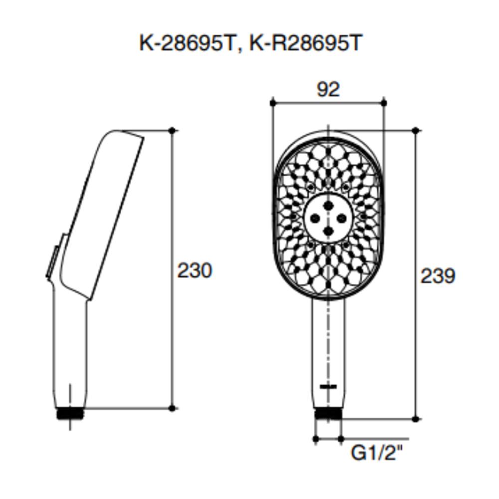 หัวฝักบัวสายอ่อน 3 ระดับ KOHLER K-28695T-2MB
