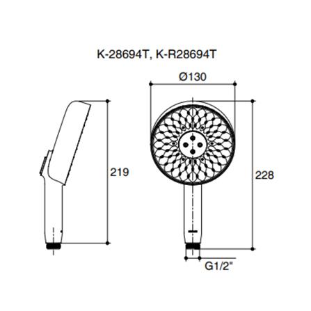 หัวฝักบัวสายอ่อน 3 ระดับ KOHLER K-28694T-RGD_2