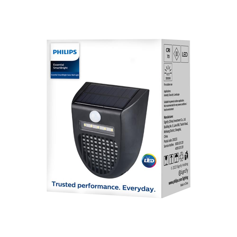 ไฟผนังภายนอก SOLAR PHILIPS BWC025 LED/730 T2 4 วัตต์ WARM WHITE สีดำ