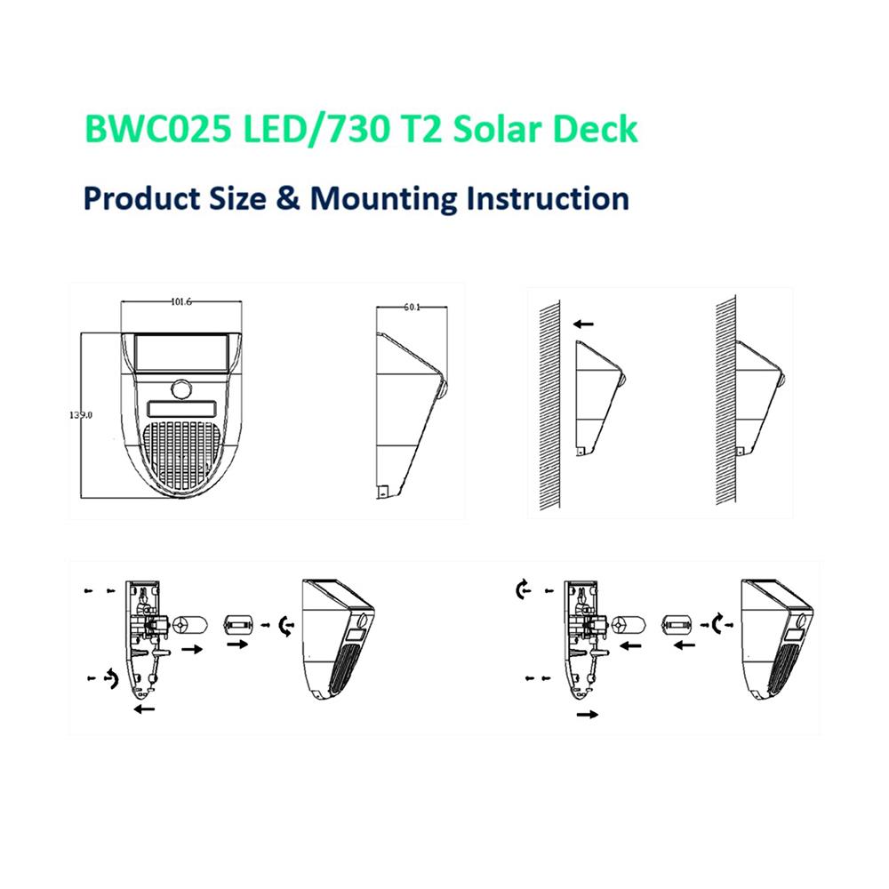 ไฟผนังภายนอก SOLAR PHILIPS BWC025 LED/730 T2 4 วัตต์ WARM WHITE สีดำ