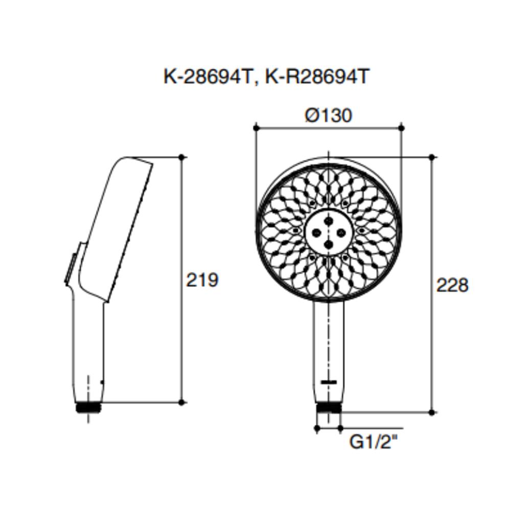 หัวฝักบัวสายอ่อน 3 ระดับ KOHLER K-28694T-AF