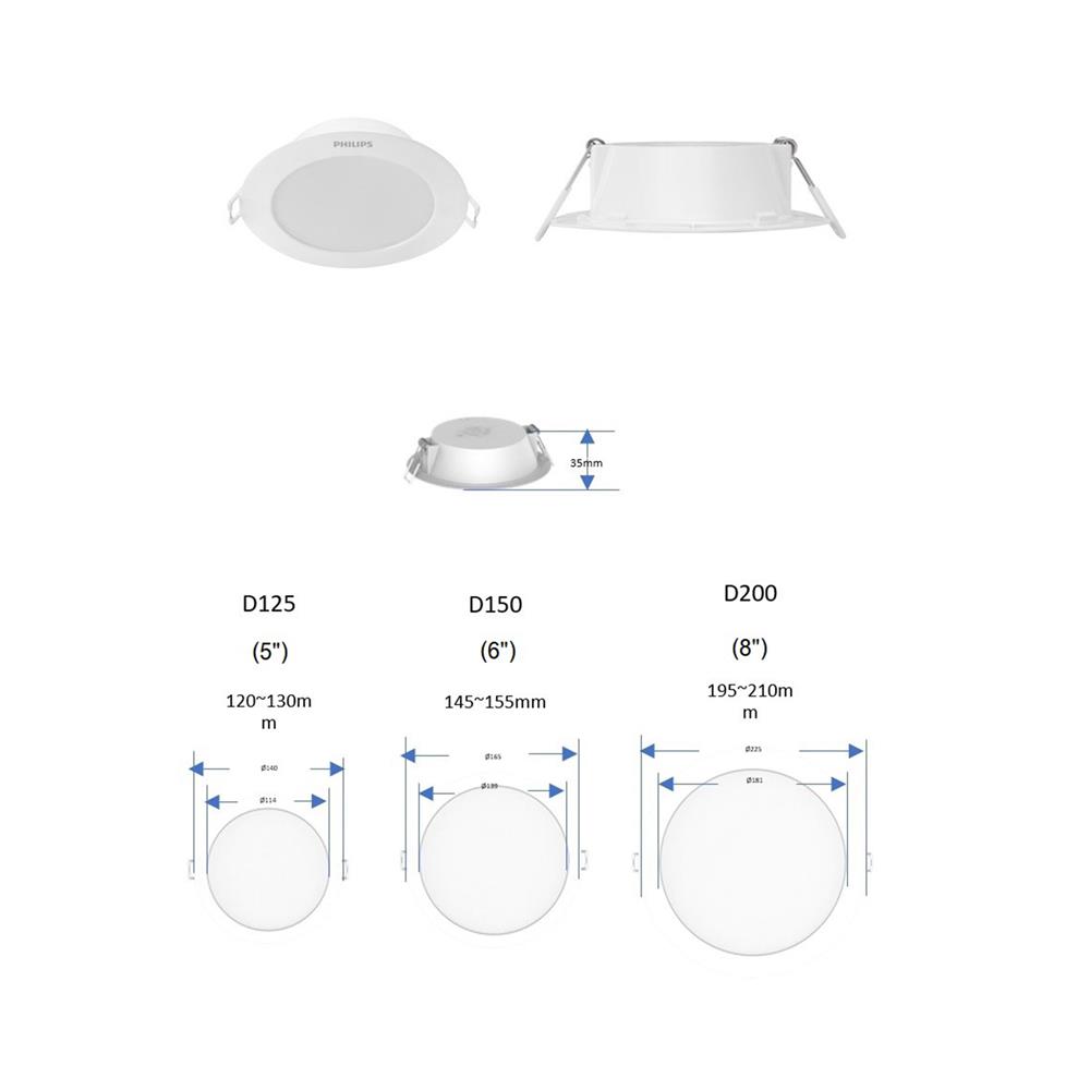 ดาวน์ไลท์ LED PHILIPS ERIDANI 6 นิ้ว 14 วัตต์ DAYLIGHT สีขาว