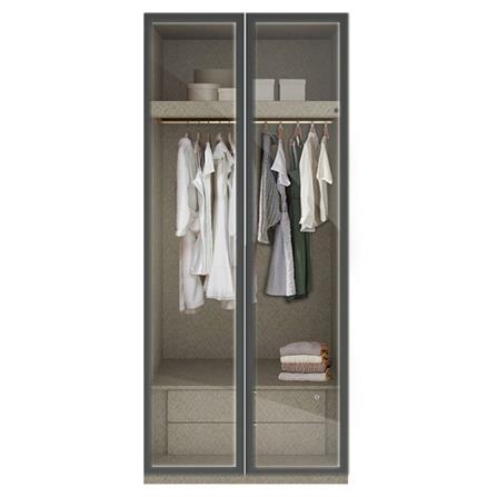 ตู้เสื้อผ้า 2 บานเปิด SB BUILT IN WARDROBE PLUS 59061087 100 ซม. สีดำ_0