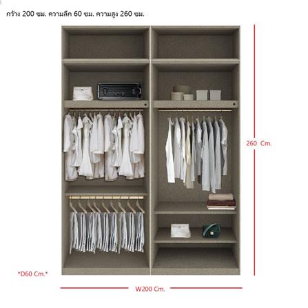 ตู้เสื้อผ้า 4 บานเปิด SB BUILT IN WARDROBE PLUS 59061132 200 ซม. สีไม้อ่อน_3