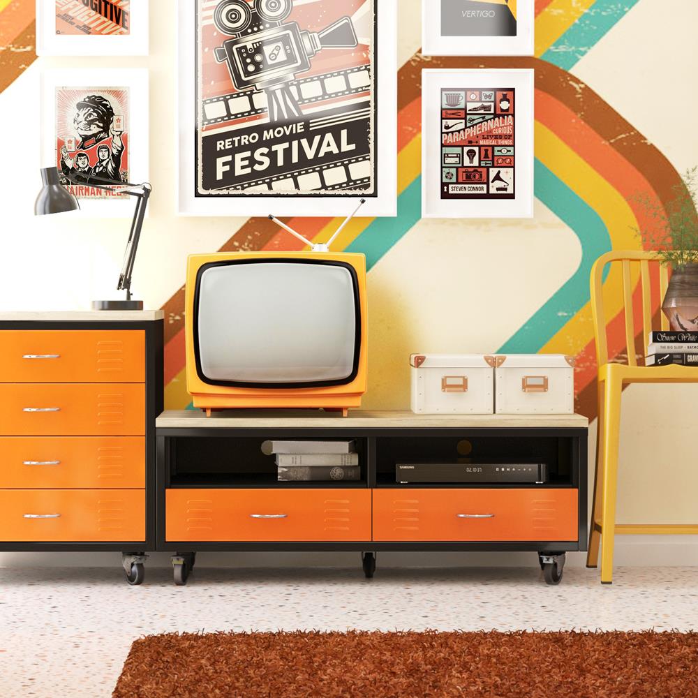 ตู้เหล็กบานผสม 2 ลิ้นชัก SURE TMBS-122 สีส้ม