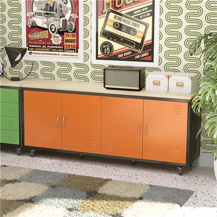 ตู้เหล็ก 4 บานเปิด SURE TMBU-180 สีส้ม_5