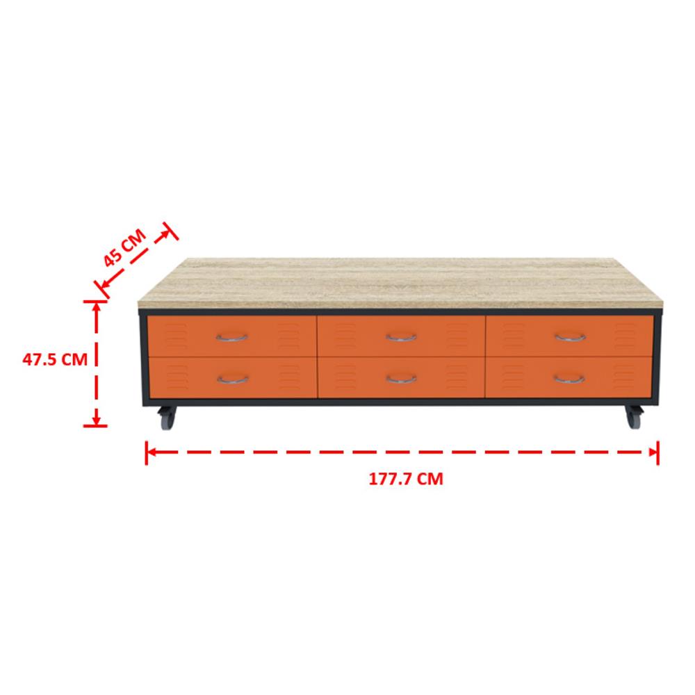 ตู้เหล็กลิ้นชัก 6 ลิ้นชัก SURE TMBS-186 สีส้ม
