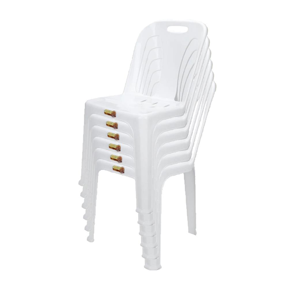พวงหรีดเก้าอี้พลาสติก SPRING 320 สีขาว แพ็ก 6 ตัว