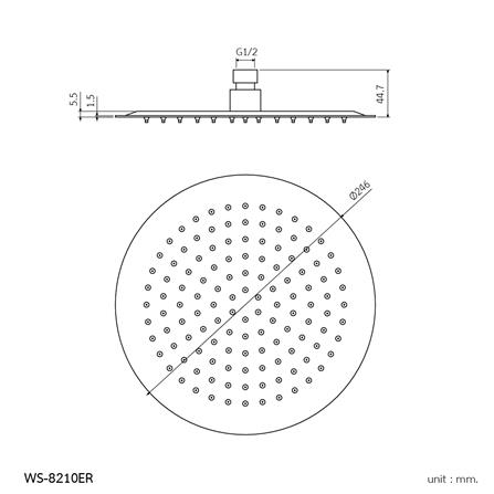 หัวฝักบัวก้านแข็ง WS WS-8210ER สีสเตนเลส_1
