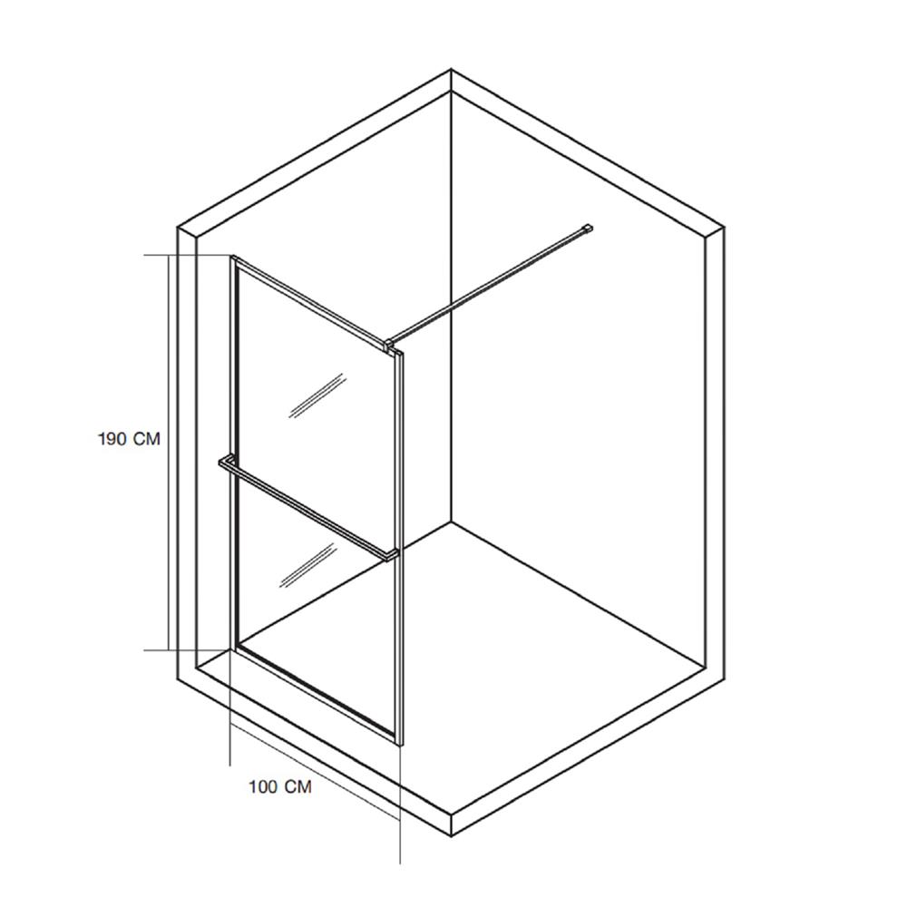 ฉากกั้นอาบน้ำ MOYA PLUS GF100 (GOLD) 100x190 ซม.