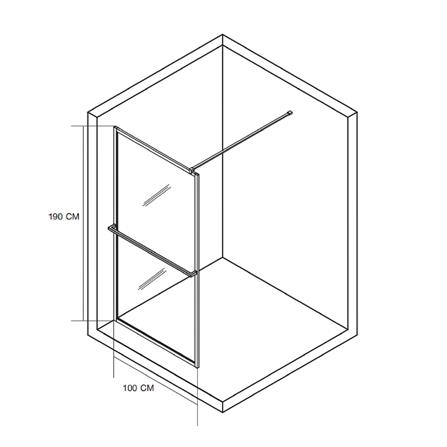 ฉากกั้นอาบน้ำ MOYA PLUS GF100 (GOLD) 100x190 ซม._4