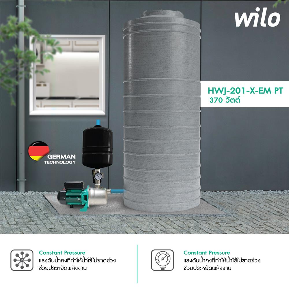 ปั๊มอัตโนมัติ WILO HWJ-201-X-EM PT 370 วัตต์