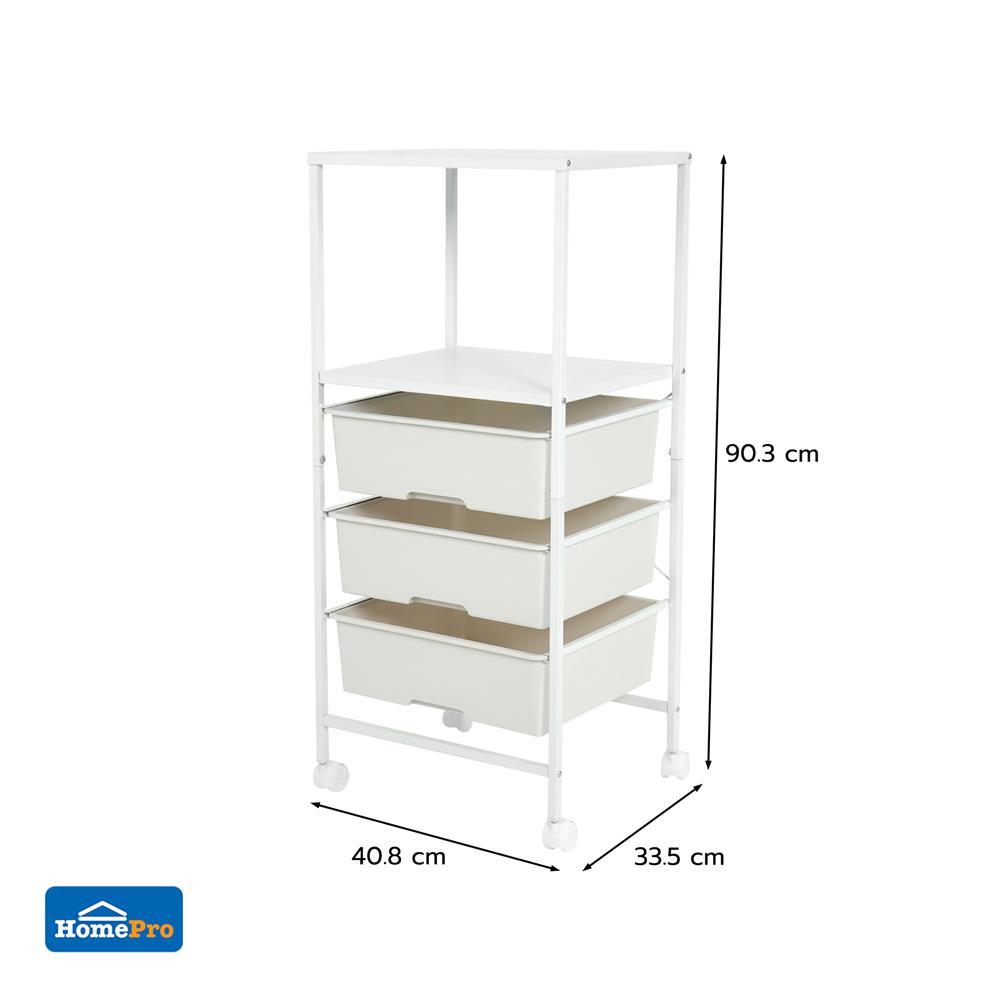 ชั้นลิ้นชัก 3 ชั้น STACKO BOSE 40.8x33.5x90.3 ซม. สีขาว