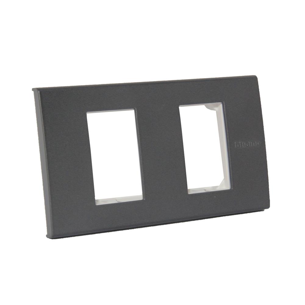 หน้ากาก 2 ช่อง BTICINO BAMBOO SAE2202TGR สีดำ