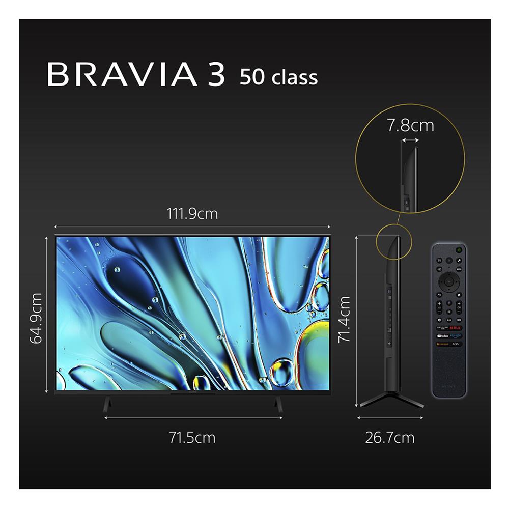 ทีวีแอลอีดี 50 นิ้ว SONY (4K, LED, GOOGLE TV) BRAVIA 3 K-50S30