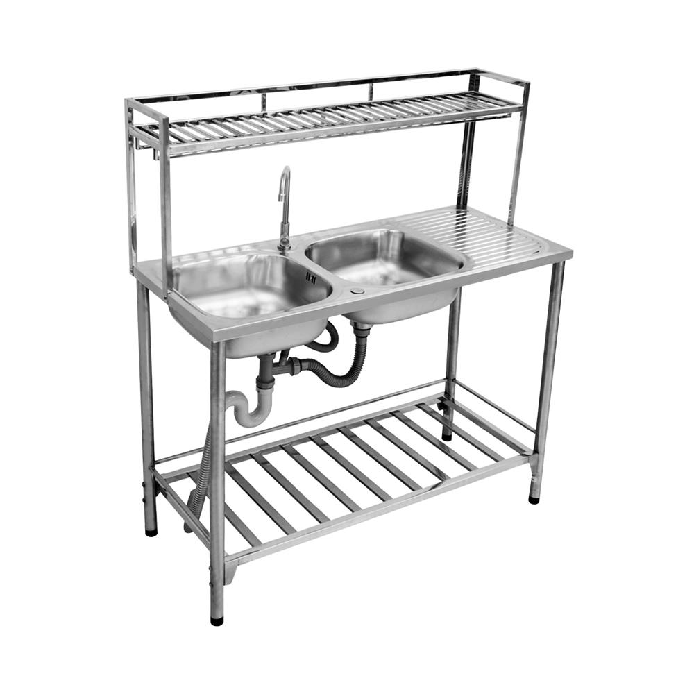 ซิงค์ขาตั้ง 2 หลุม 1 ที่พัก MESTER PSV120 สีเงิน