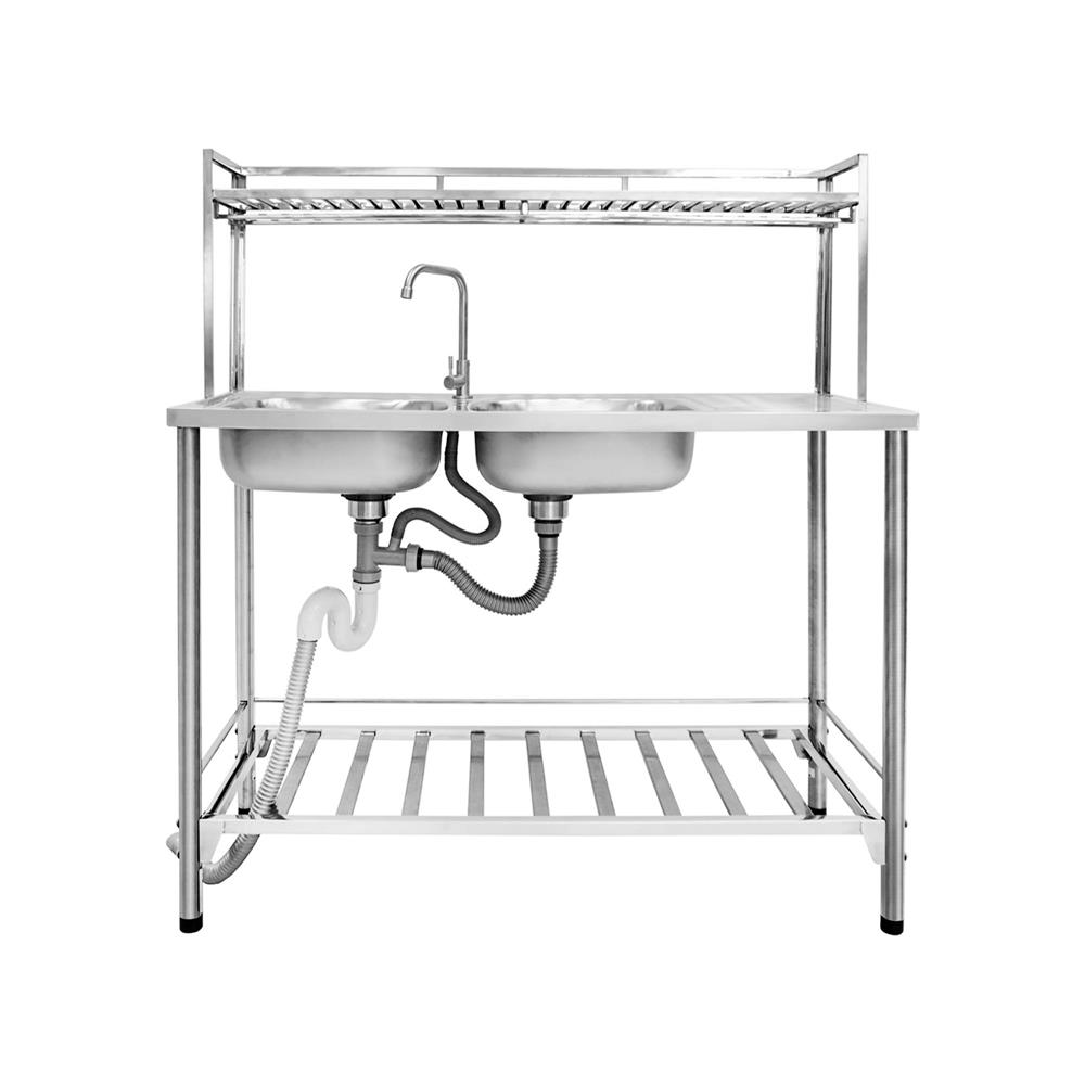 ซิงค์ขาตั้ง 2 หลุม 1 ที่พัก MESTER PSV120 สีเงิน