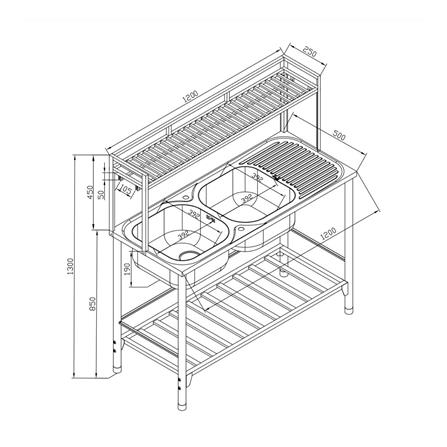 ซิงค์ขาตั้ง 2 หลุม 1 ที่พัก MESTER PSV120 สีเงิน_5