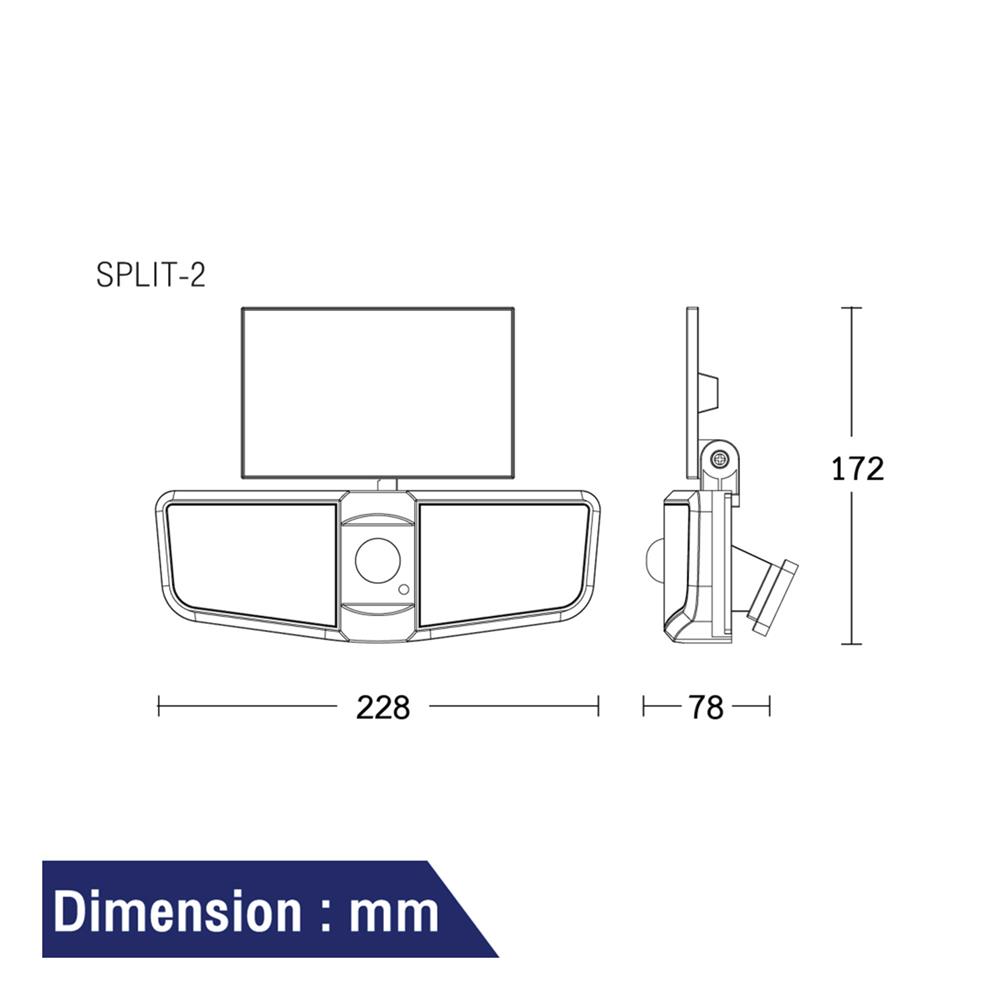 ไฟผนังภายนอก SOLAR BEC SPLIT-2BK 25 วัตต์ DAYLIGHT สีดำ