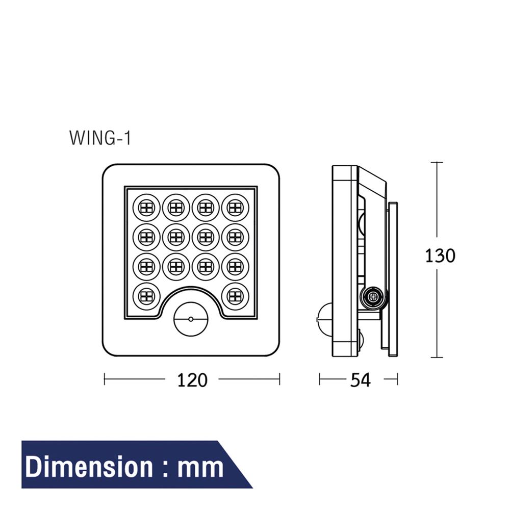 ไฟผนังภายนอก SOLAR BEC WING1-WH 20 วัตต์ DAYLIGHT สีขาว