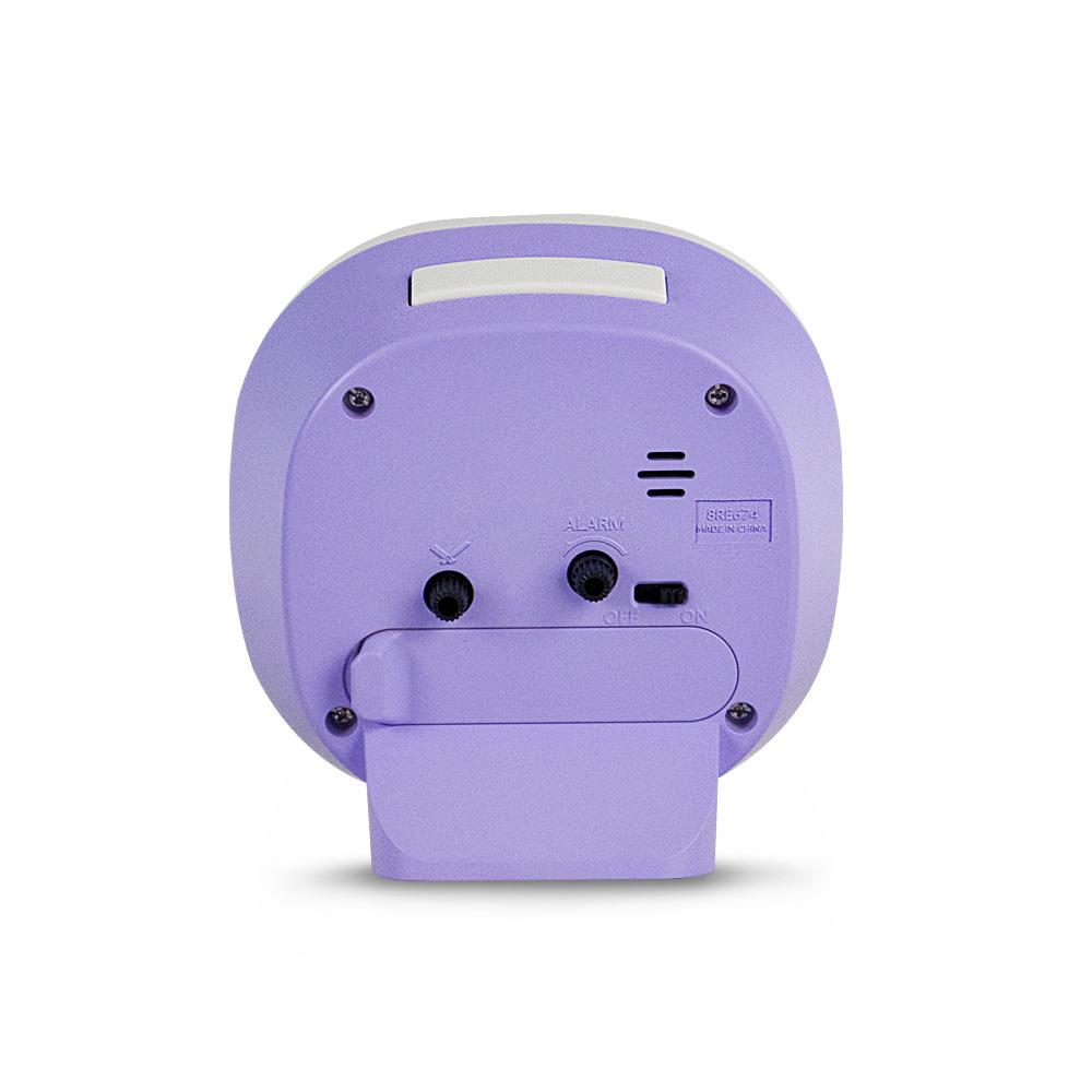 นาฬิกาปลุก RHYTHM 8RE674WR12 4X4 นิ้ว สีขาว/ม่วง