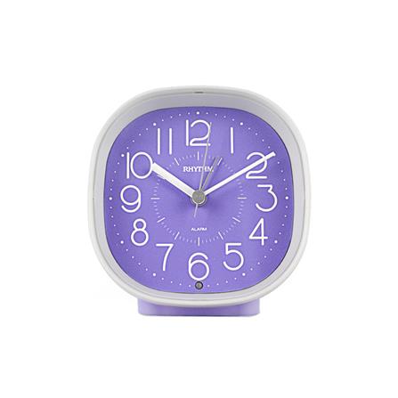 นาฬิกาปลุก RHYTHM 8RE674WR12 4X4 นิ้ว สีขาว/ม่วง_0