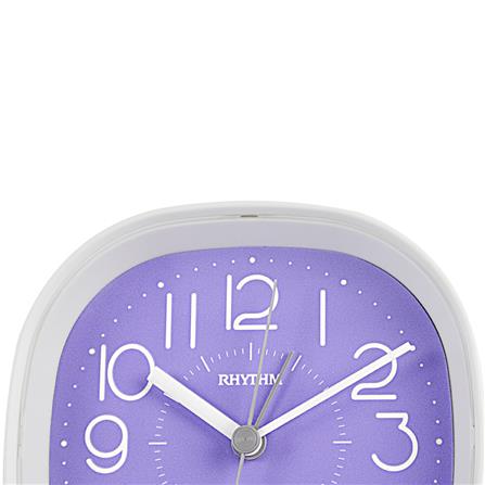 นาฬิกาปลุก RHYTHM 8RE674WR12 4X4 นิ้ว สีขาว/ม่วง_2