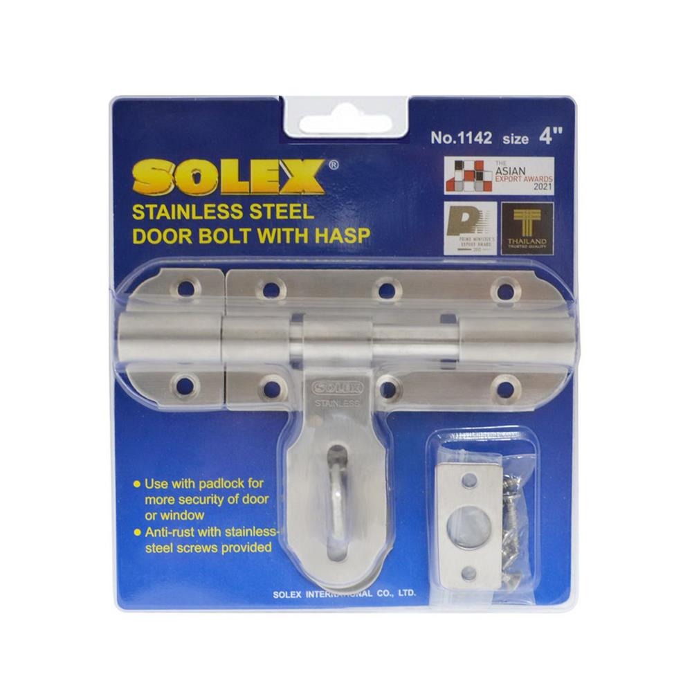 กลอนขวาง SOLEX 1142 4 นิ้ว สีสเตนเลส