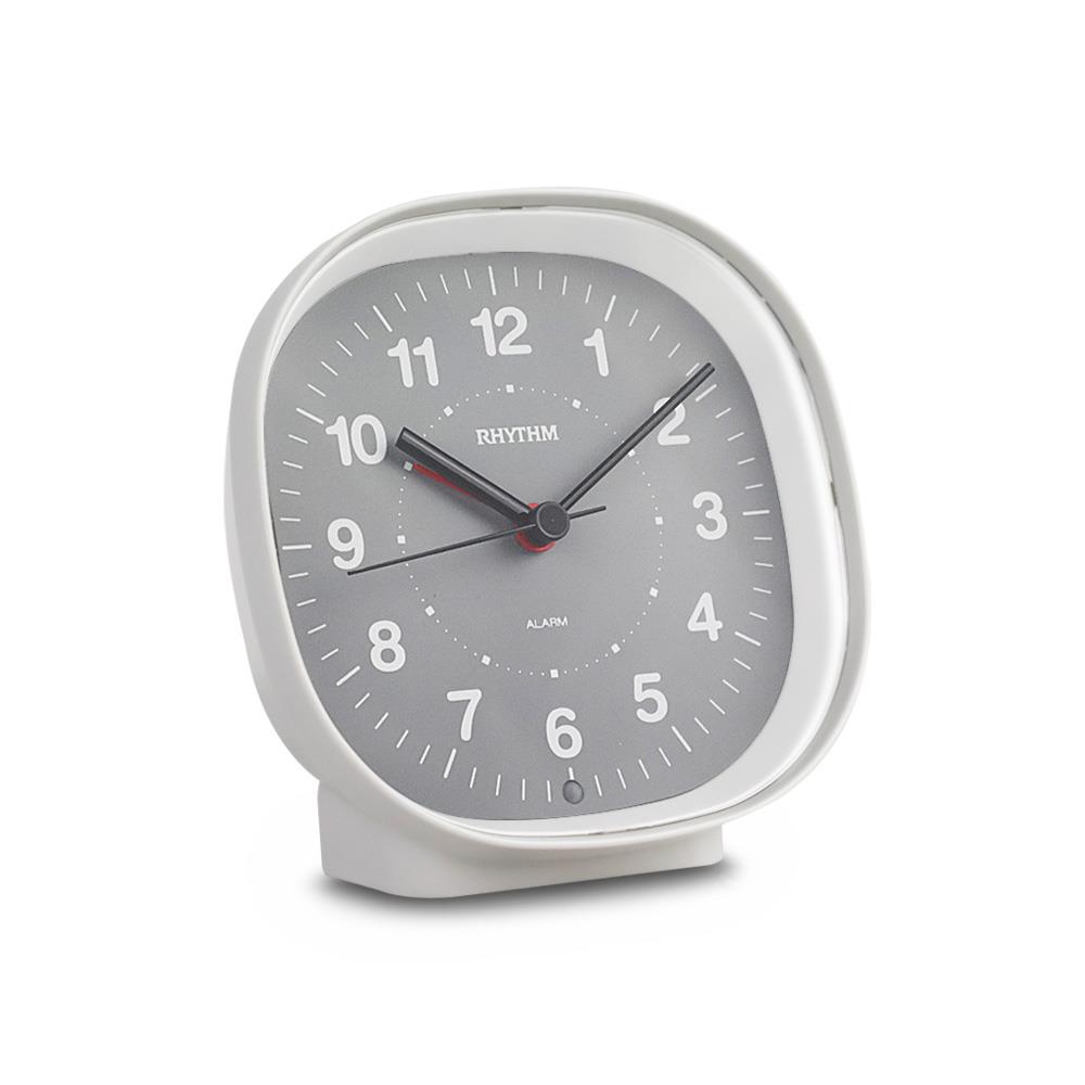 นาฬิกาปลุก RHYTHM 8RE674WR03 4X4 นิ้ว สีขาว/เทา