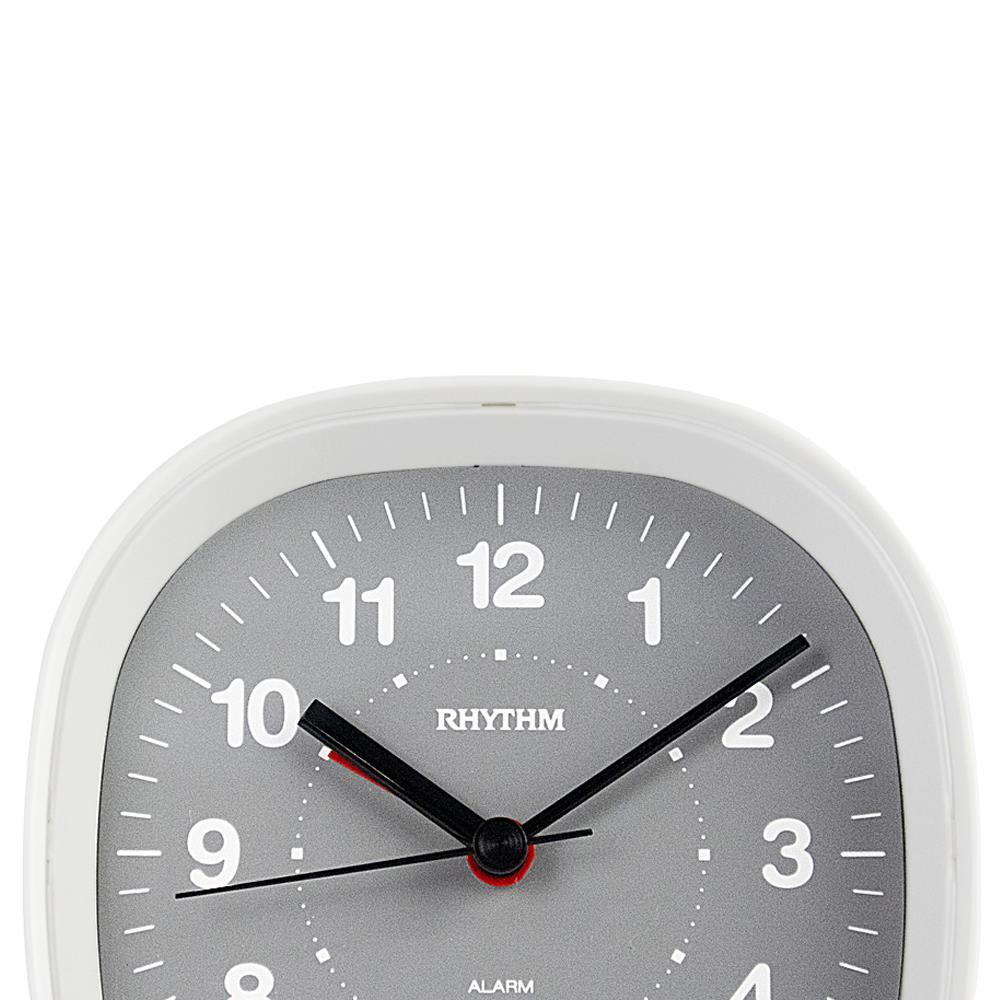 นาฬิกาปลุก RHYTHM 8RE674WR03 4X4 นิ้ว สีขาว/เทา