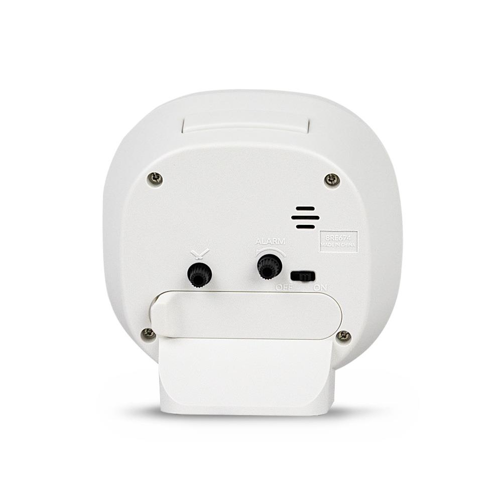 นาฬิกาปลุก RHYTHM 8RE674WR03 4X4 นิ้ว สีขาว/เทา