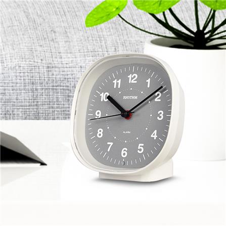 นาฬิกาปลุก RHYTHM 8RE674WR03 4X4 นิ้ว สีขาว/เทา_5