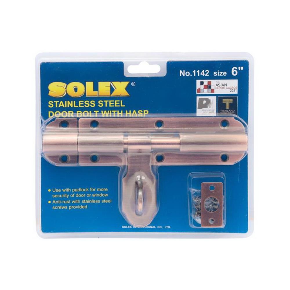 กลอนขวาง SOLEX 1142 6 นิ้ว สีทองแดงรมดำ