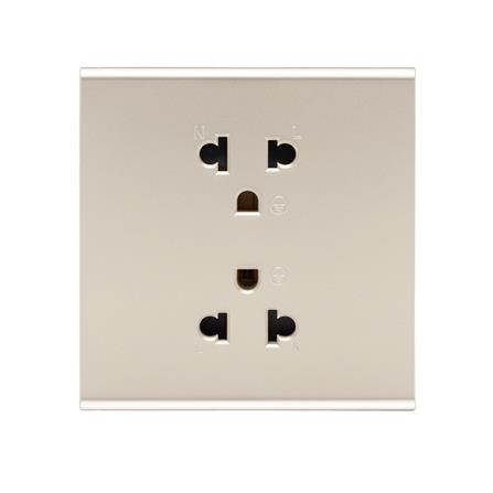 ชุดเต้ารับคู่ 3 ขา 2 ช่อง SAHN D102L-G สีทอง_0