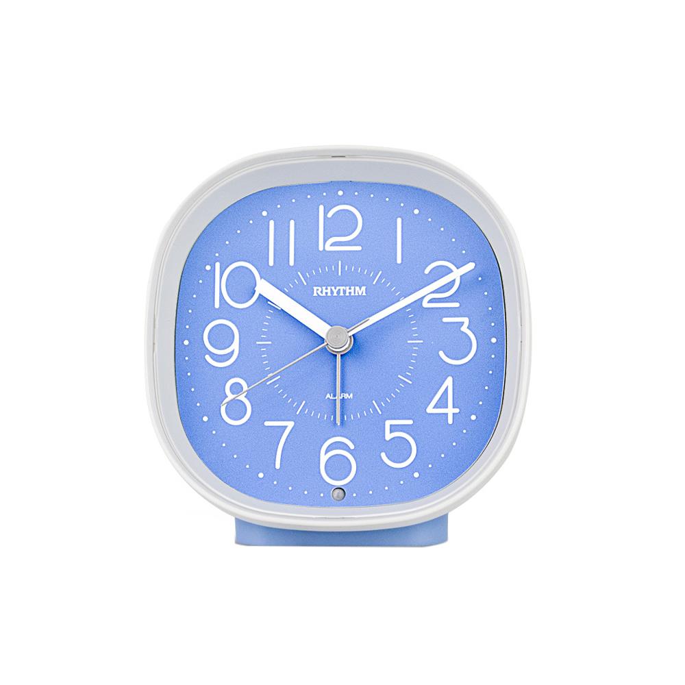 นาฬิกาปลุก RHYTHM 8RE674WR04 4X4 นิ้ว สีขาว/ฟ้า