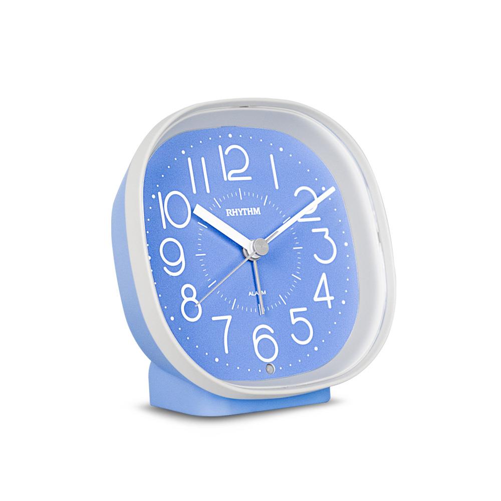 นาฬิกาปลุก RHYTHM 8RE674WR04 4X4 นิ้ว สีขาว/ฟ้า