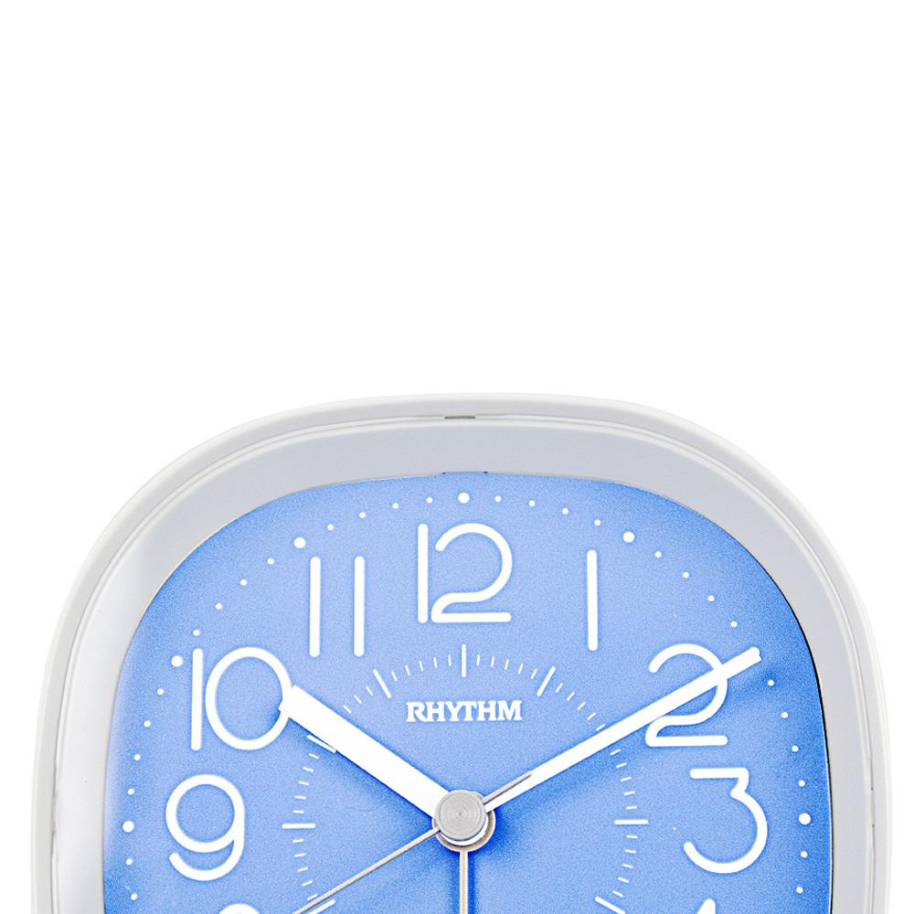 นาฬิกาปลุก RHYTHM 8RE674WR04 4X4 นิ้ว สีขาว/ฟ้า