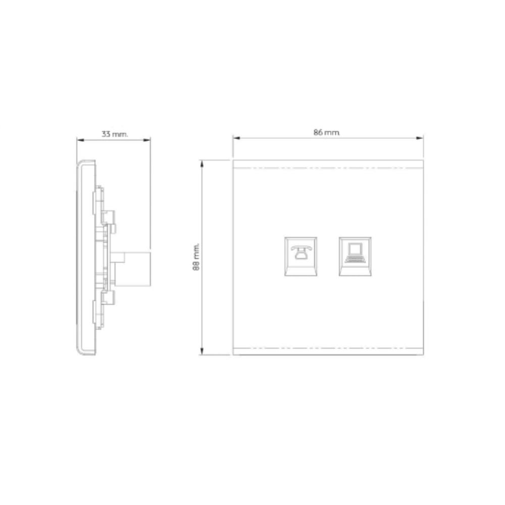เต้ารับโทรศัพท์และคอมพิวเตอร์ SAHN 6P/6C D19-G สีทอง