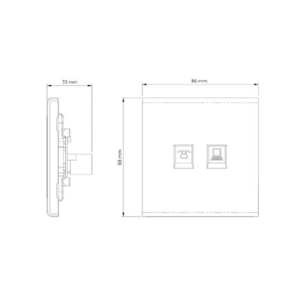 เต้ารับโทรศัพท์และคอมพิวเตอร์ SAHN 6P/6C D19-G สีทอง_4