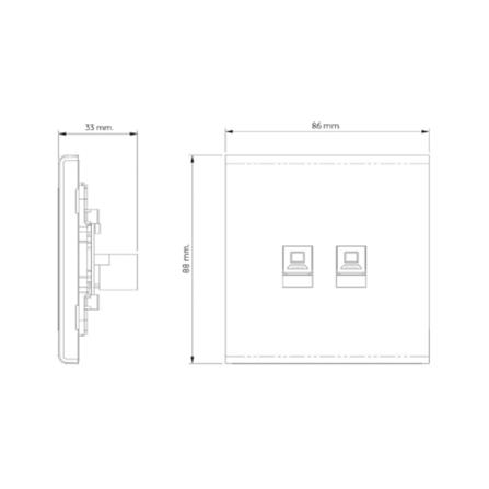 เต้ารับคอมพิวเตอร์คู่ CAT6 SAHN D37-G สีทอง_2