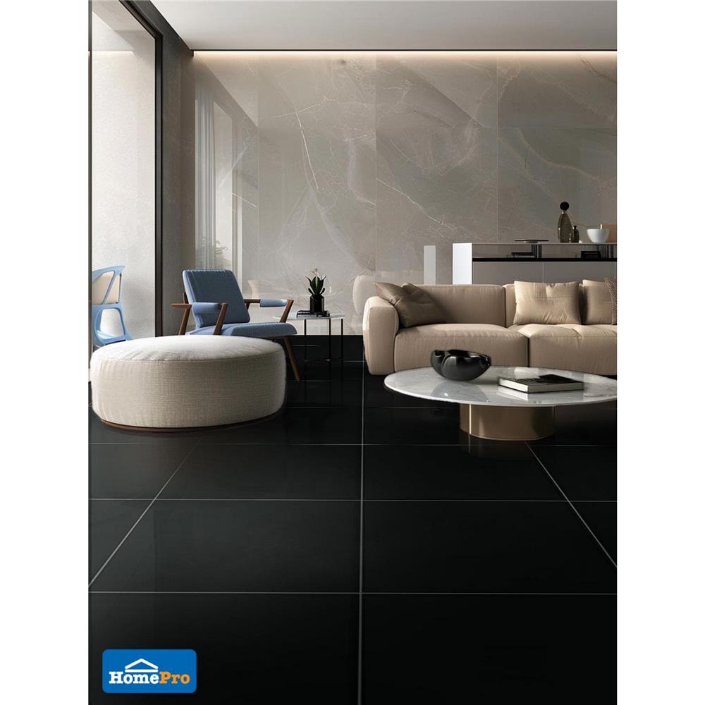 กระเบื้องพื้นพอร์ซเลน 60x60 ซม. TARA ซุปเปอร์แบล็ค นาโน ดำ PM 1.44 ตร.ม.