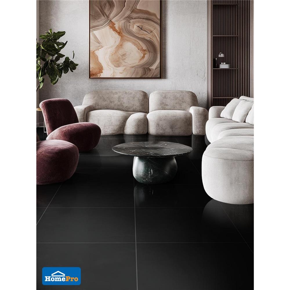 กระเบื้องพื้นพอร์ซเลน 60x60 ซม. TARA ซุปเปอร์แบล็ค นาโน ดำ PM 1.44 ตร.ม.
