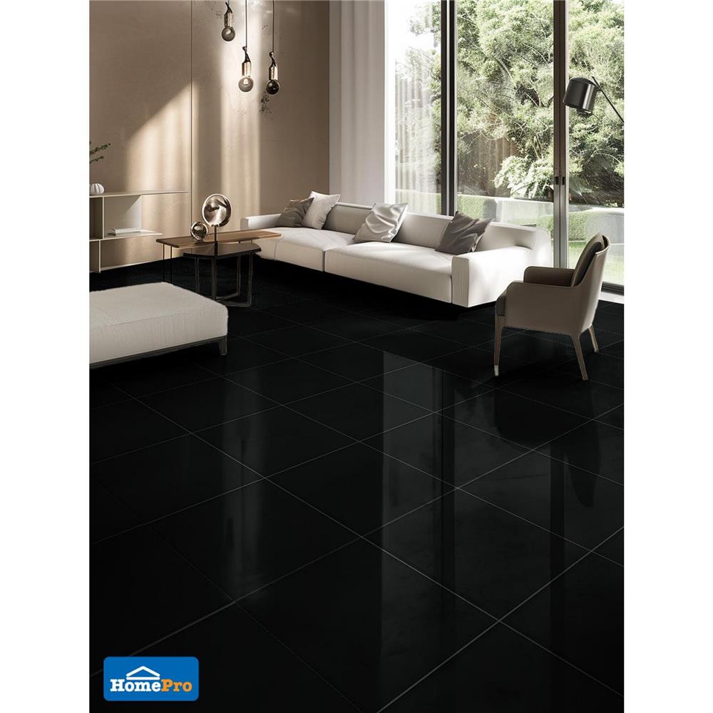 กระเบื้องพื้นพอร์ซเลน 60x60 ซม. TARA ซุปเปอร์แบล็ค นาโน ดำ PM 1.44 ตร.ม.