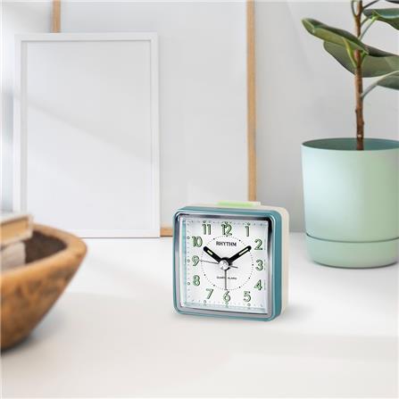 นาฬิกาปลุก RHYTHM CRE210NR05 2.3X2.3 นิ้ว สีขาว/เขียว_5